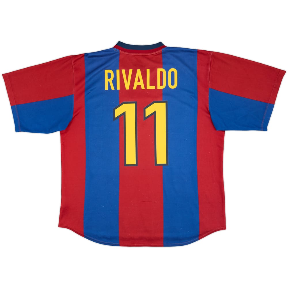 1998-00 Barcelona Player Issue Home Shirt Rivaldo #11 - 8/10 - (XL)