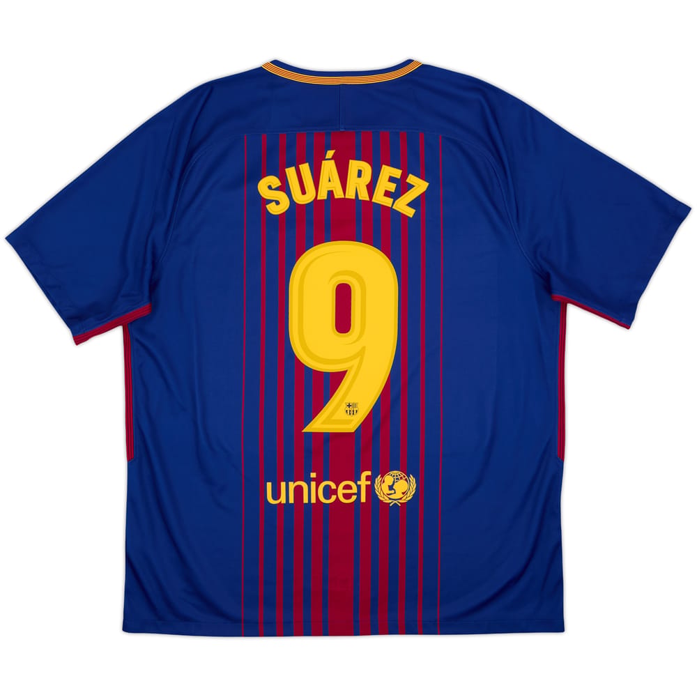 2017-18 Barcelona Home Shirt Suarez #9 - 9/10 - (XL)