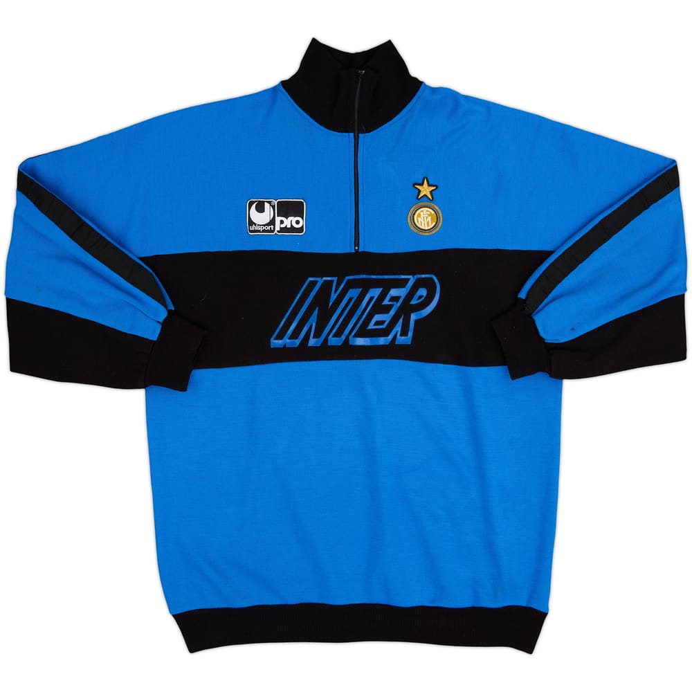 1990-91 Inter Milan Uhlsport 1/4 Zip Drill Top - 8/10 - (L)