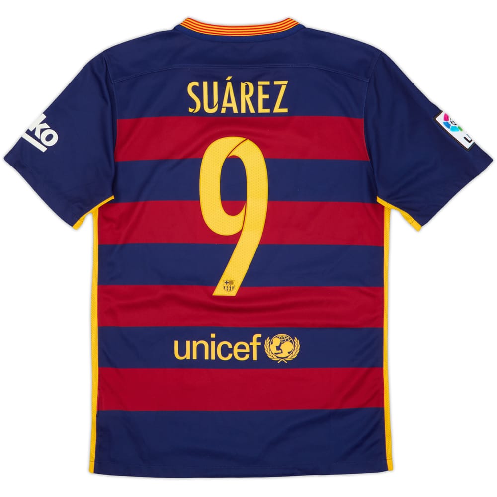 2015-16 Barcelona Home Shirt Suarez #9 - 8/10 - (S)