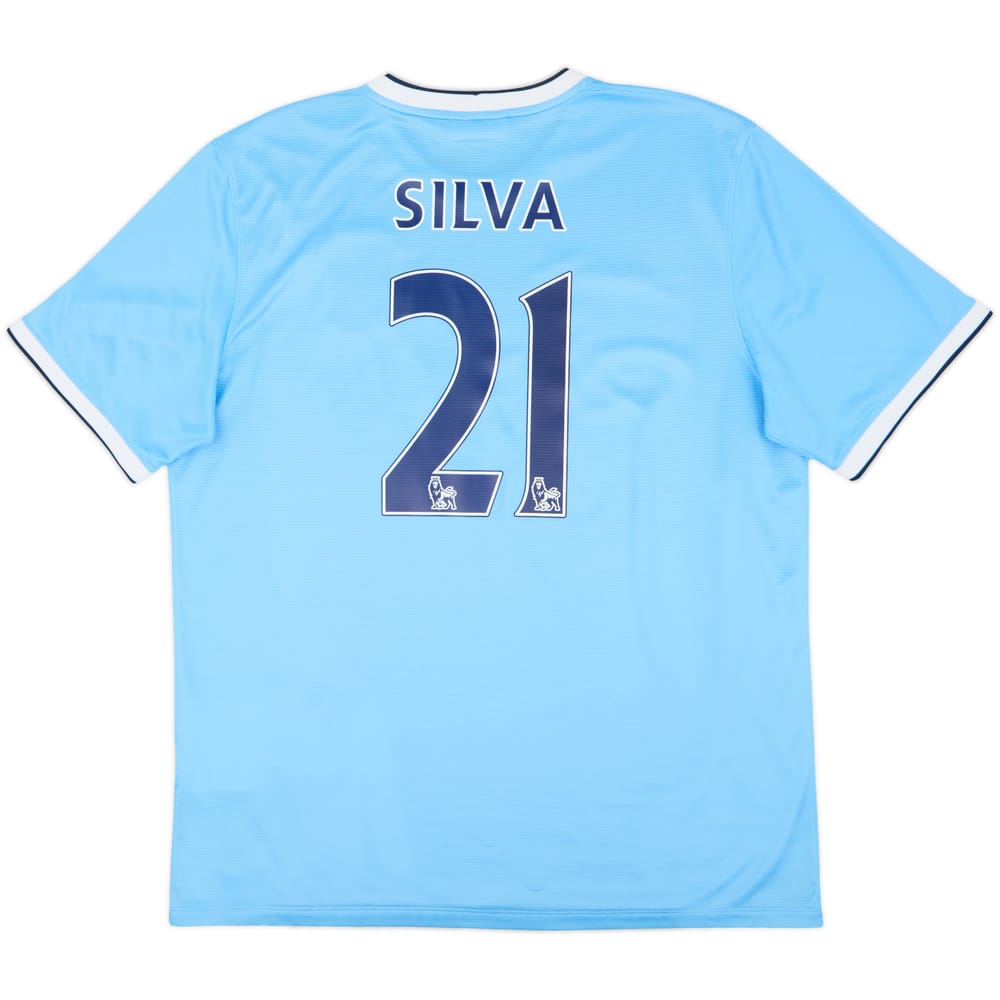 2013-14 Manchester City Home Shirt Silva #21 - 8/10 - (XL)