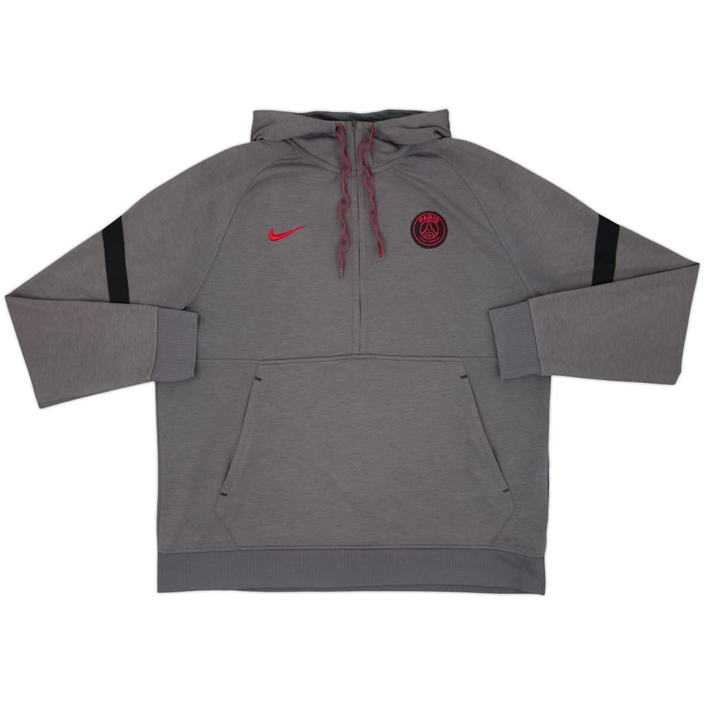 2021-22 Paris Saint-Germain Nike 1/4 Zip Hooded Top - 8/10 - (XL)