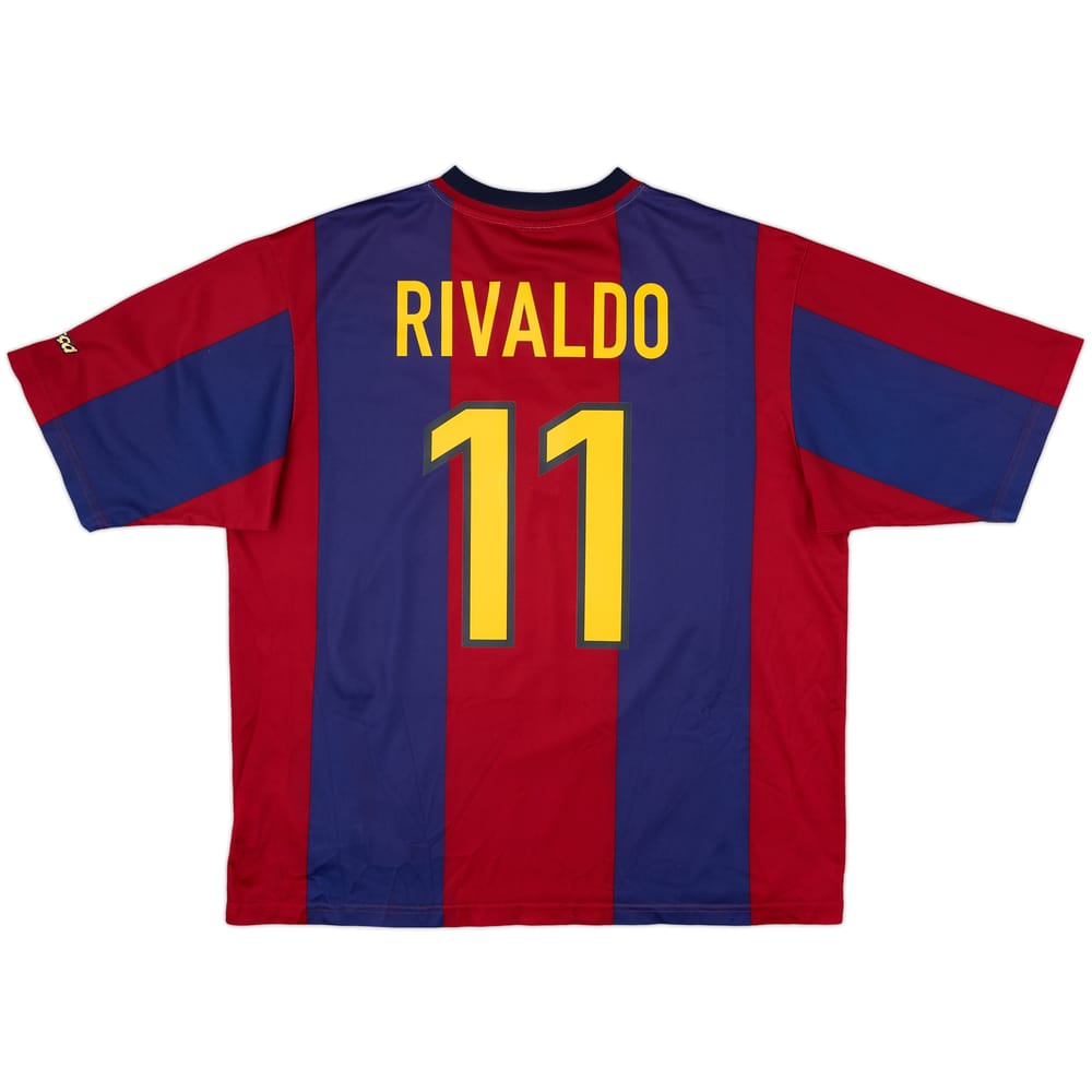 1998-00 Barcelona Basic Home Shirt Rivaldo #11 - 9/10 - (XL)