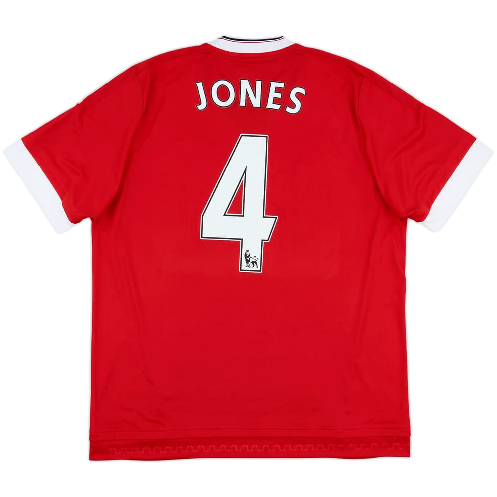 2015-16 Manchester United Home Shirt Jones #4 - 8/10 - (XL)