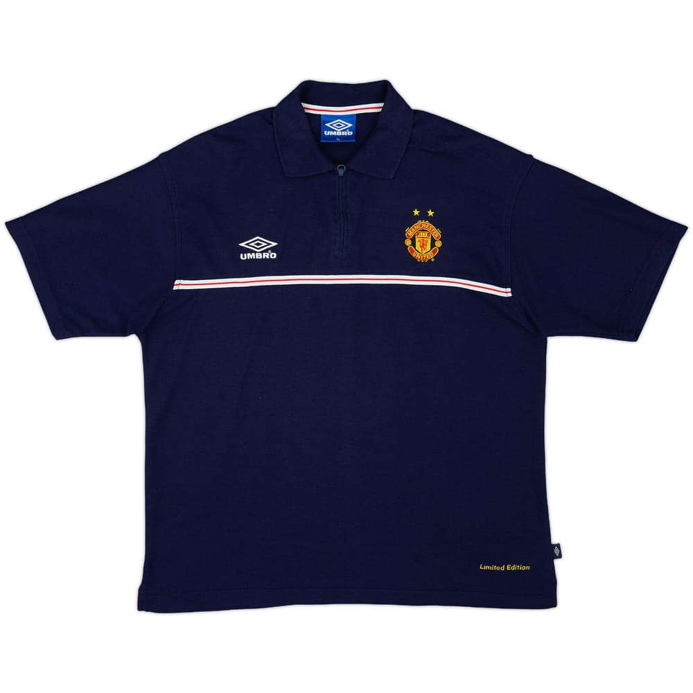 1999-00 Manchester United Limited Edition Umbro 1/4 Zip Polo Shirt - 10/10 - (XL)