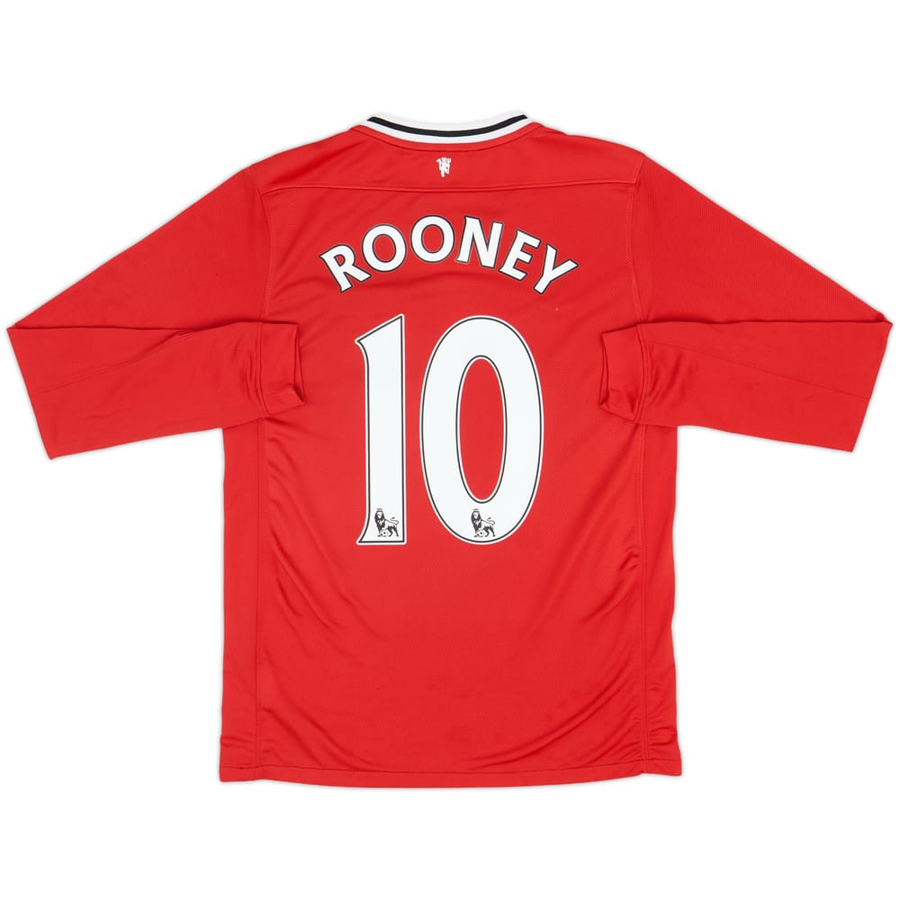 2011-12 Manchester United Home L/S Shirt Rooney #10 - 8/10 - (XL.Boys)