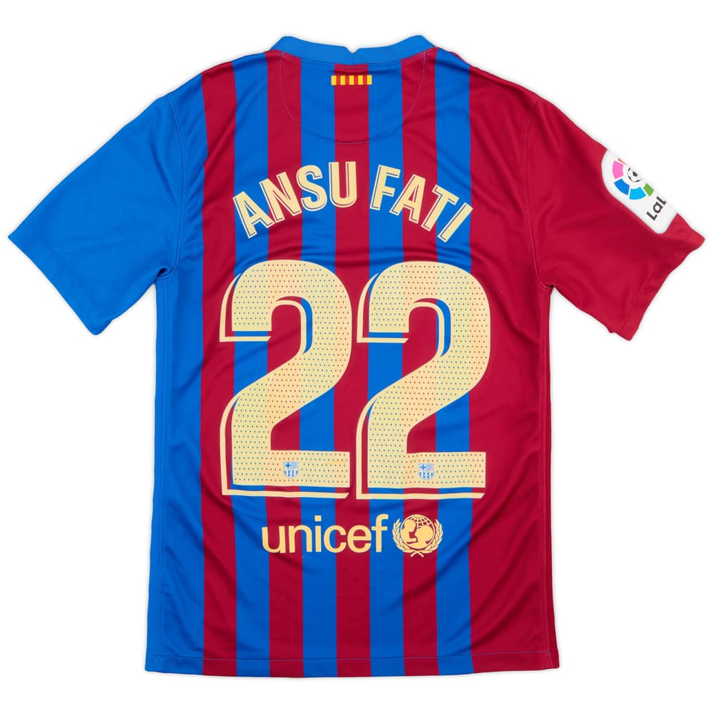 2021-22 Barcelona Home Shirt Ansu Fati #22 - 7/10 - (S)