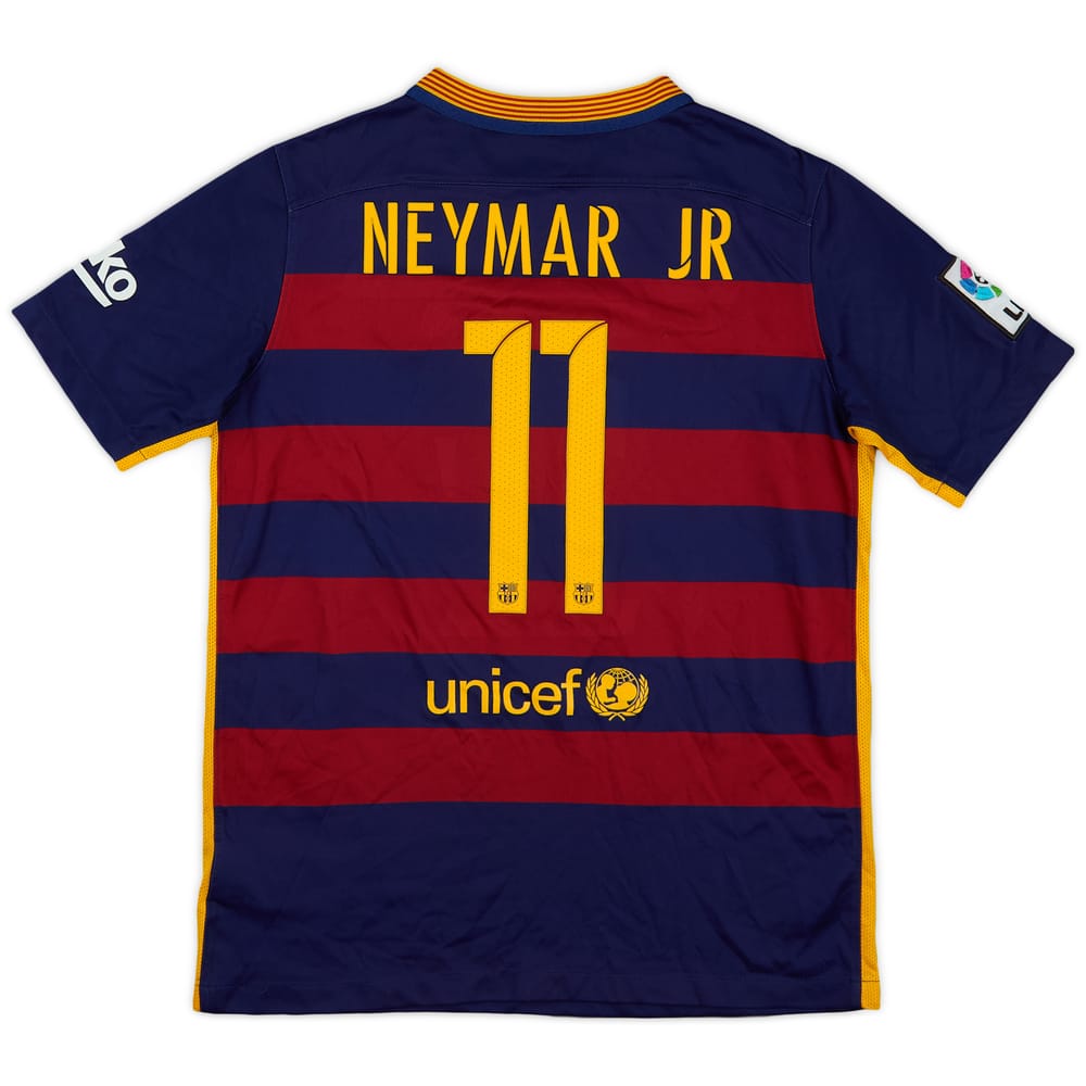 2015-16 Barcelona Home Shirt Neymar Jr #11 - 8/10 - (XL.Boys)