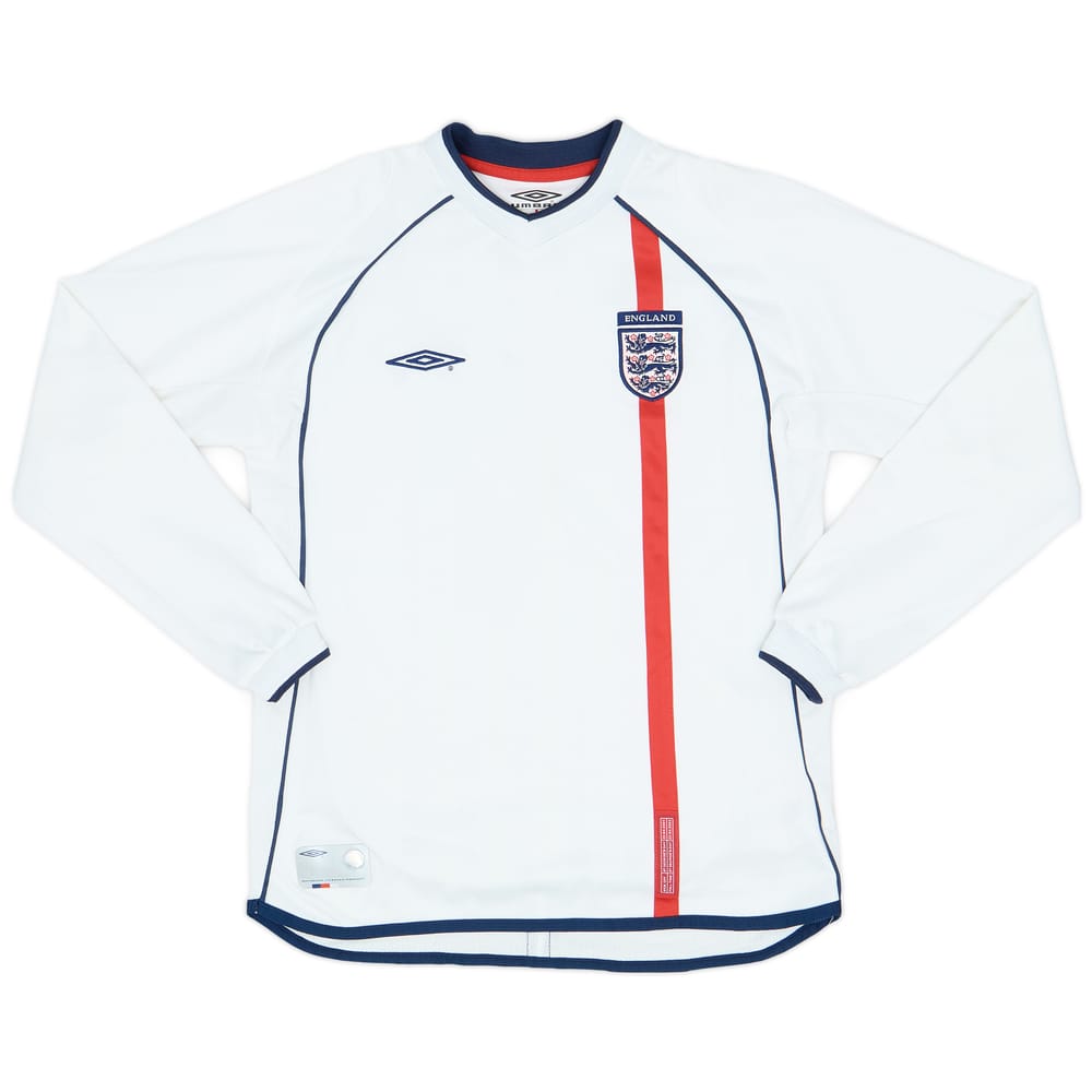 2001-03 England Home L/S Shirt - 8/10 - (L.Boys)