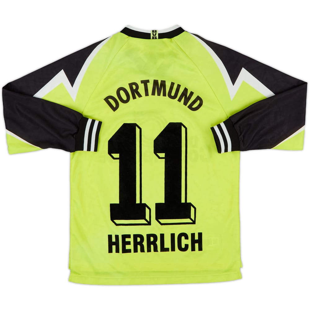 1995-96 Borussia Dortmund Home L/S Shirt Herrlich #11 - 9/10 - (M.Boys)
