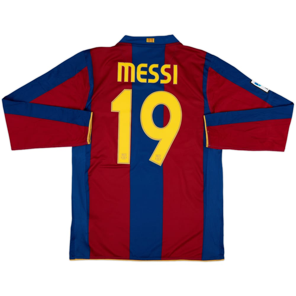 2007-08 Barcelona Home L/S Shirt Messi #19 - 7/10 - (M)