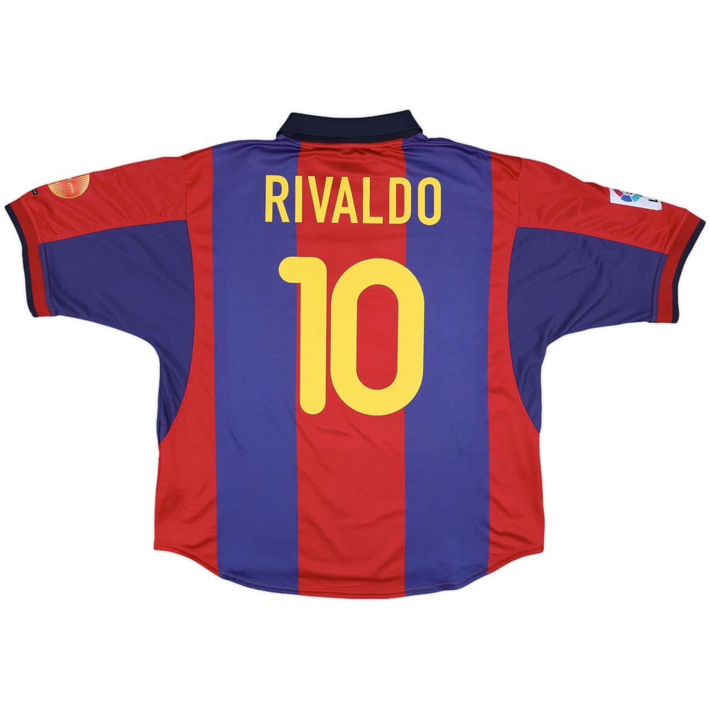 2000-01 Barcelona Home Shirt Rivaldo #10 - 8/10 - (XL)