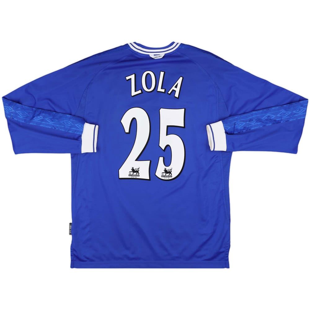 1999-01 Chelsea Home L/S Shirt Zola #25 - 9/10 - (L)