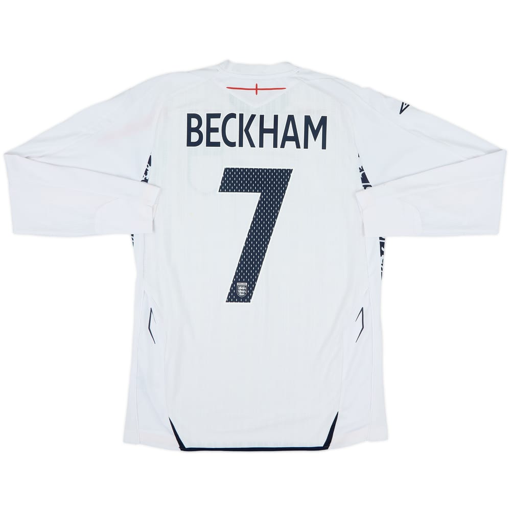 2007-09 England Home L/S Shirt Beckham #7 - 7/10 - (S)