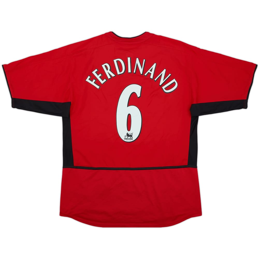 2002-04 Manchester United Home Shirt Ferdinand #6 - 8/10 - (M)