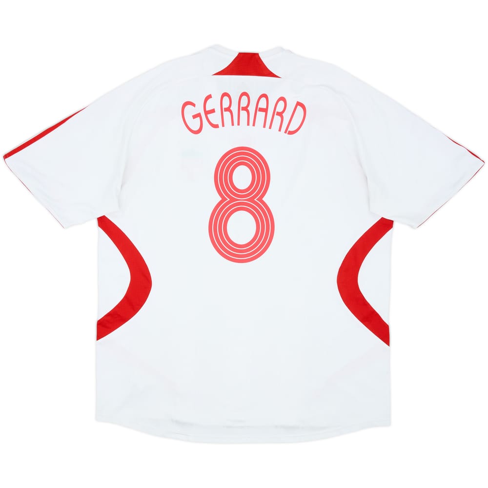 Camiseta de visitante del Liverpool 2007-08 Gerrard #8 - 5/10 - (XXL)