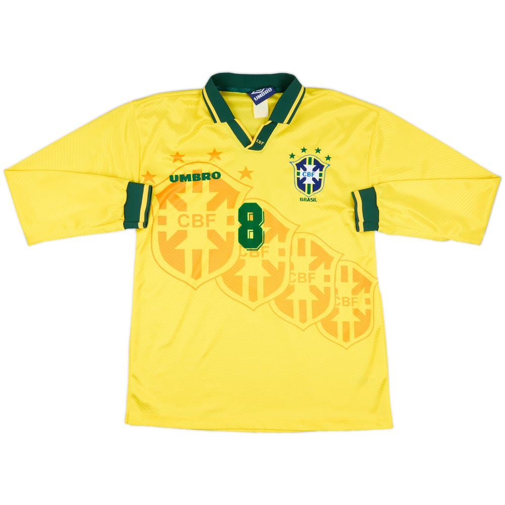 1994 Brazil Match Issue Home Shirt #8