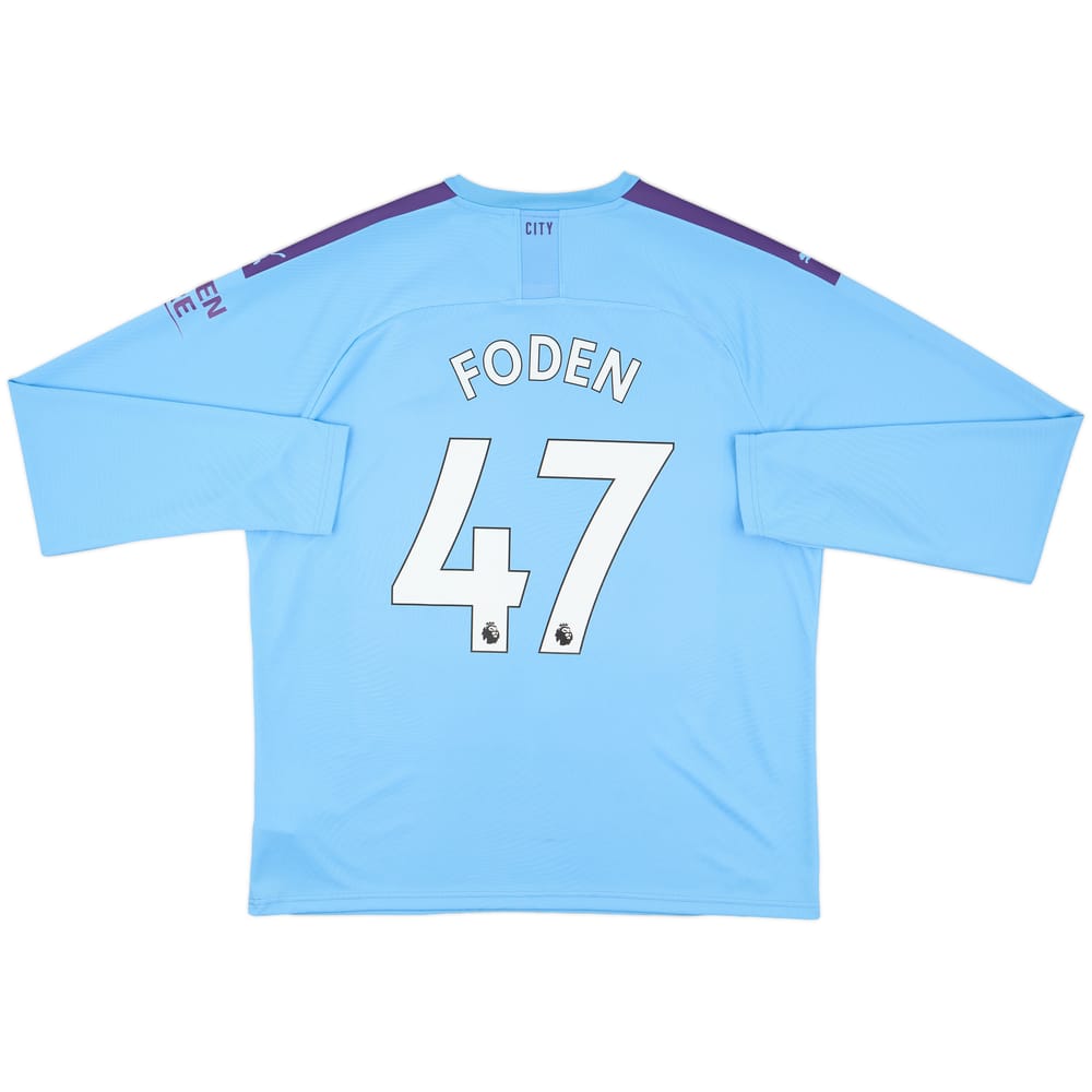 2019-20 Manchester City Home L/S Shirt Foden #47 - 8/10 - (XXL)