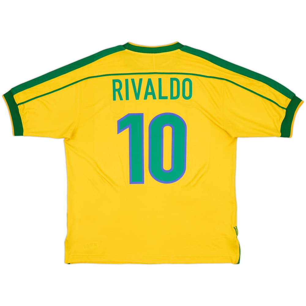 1998-00 Brazil Home Shirt Rivaldo #10 - 8/10 - (L)