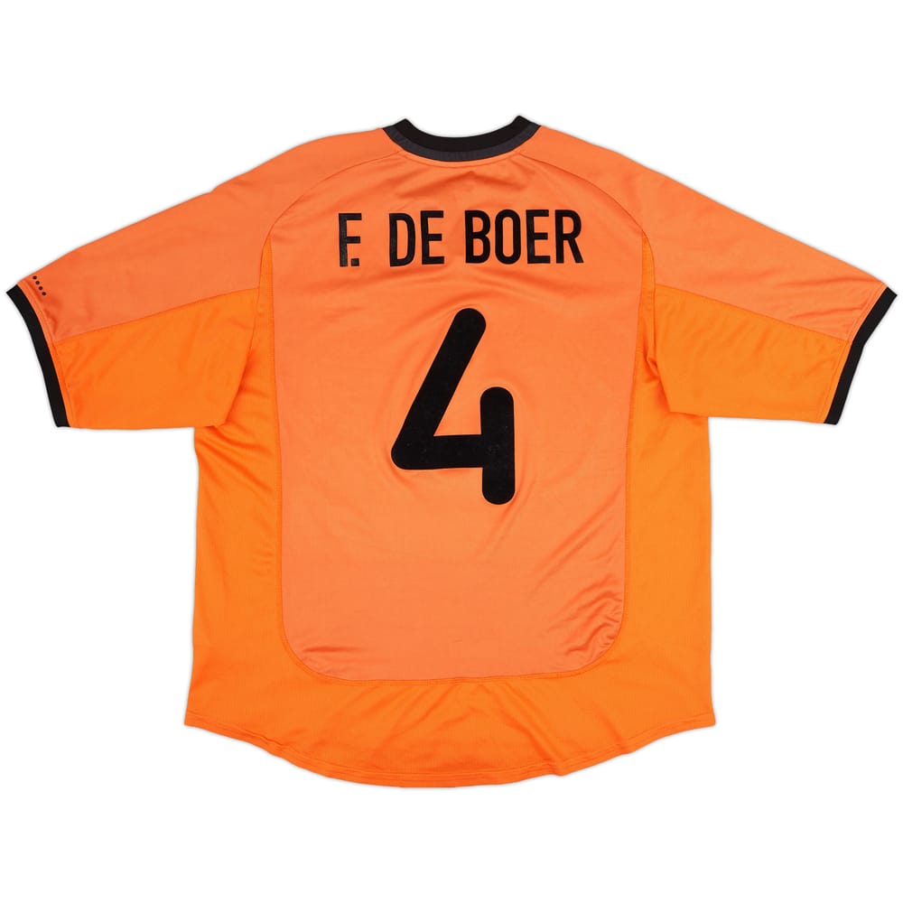 2000-02 Netherlands Home Shirt F. De Boer #4 - 7/10 - (XL)