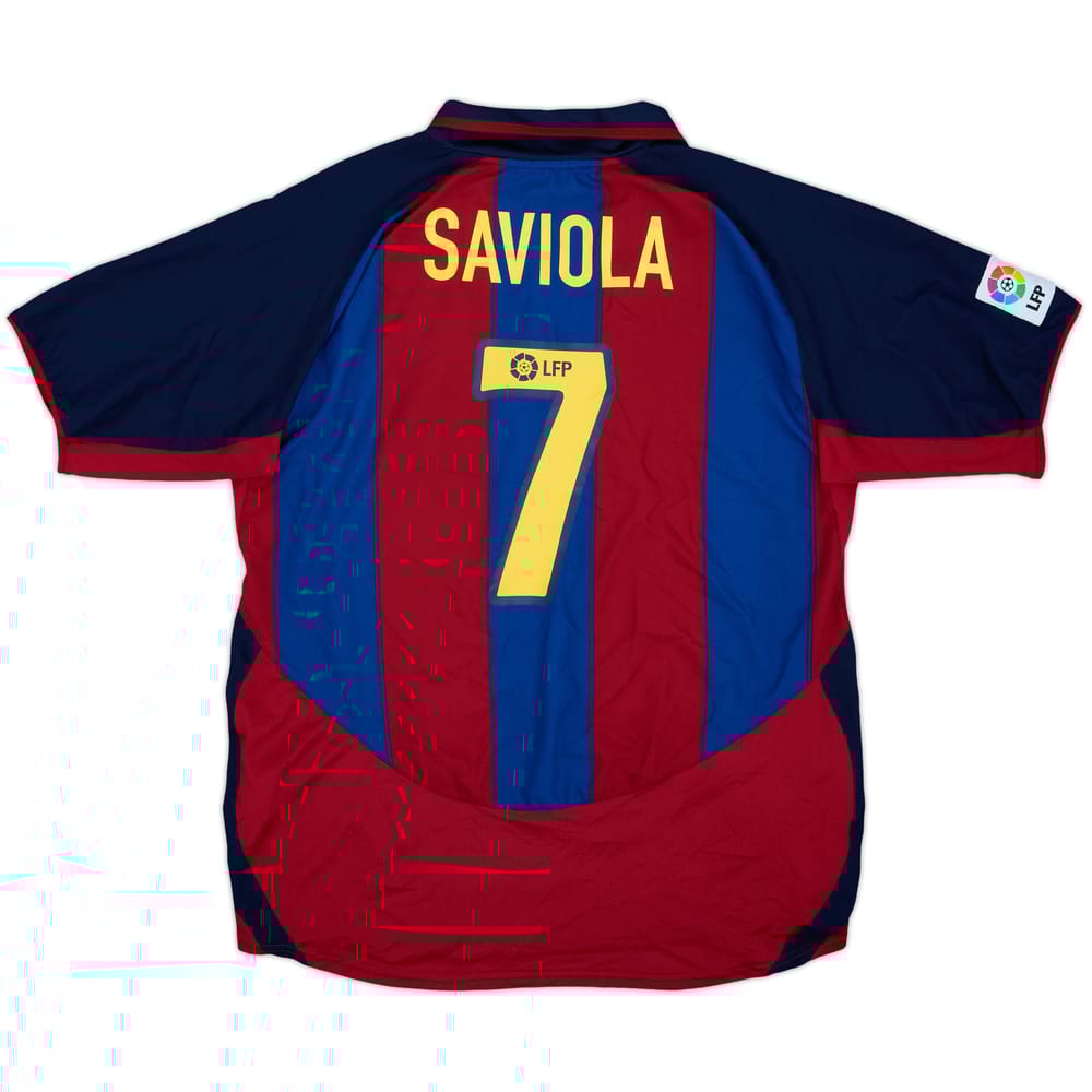 2003-04 Barcelona Home Shirt Saviola #7 - 9/10 - (XL)