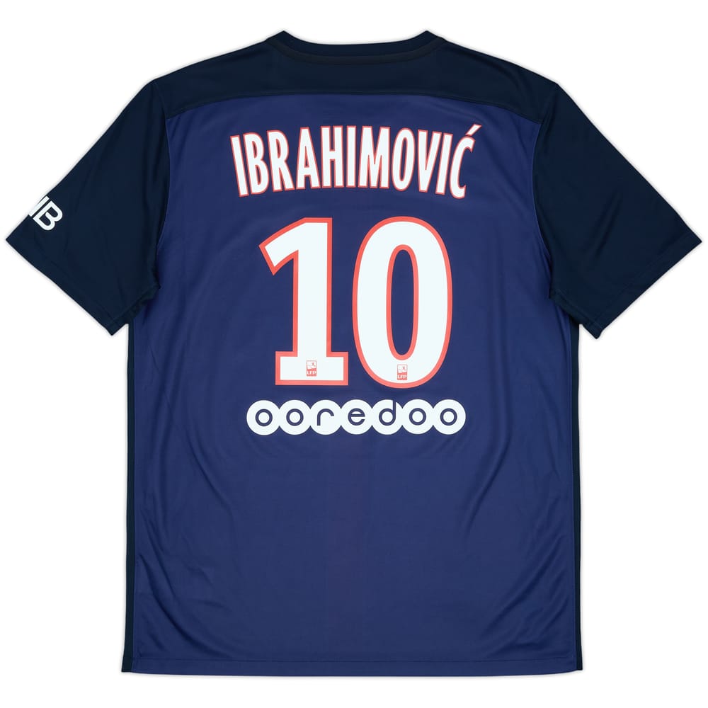 2015-16 Paris Saint-Germain Home Shirt Ibrahimovic #10 - 9/10 - (L)