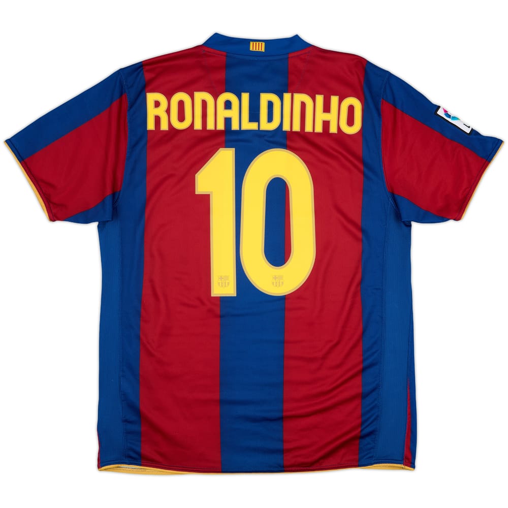 2007-08 Barcelona Home Shirt Ronaldinho #10 - 9/10 - (L)