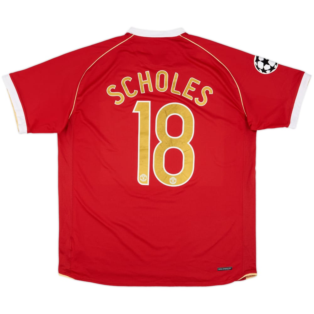 2006-07 Manchester United Home Shirt Scholes #18 - 8/10 - (XL)