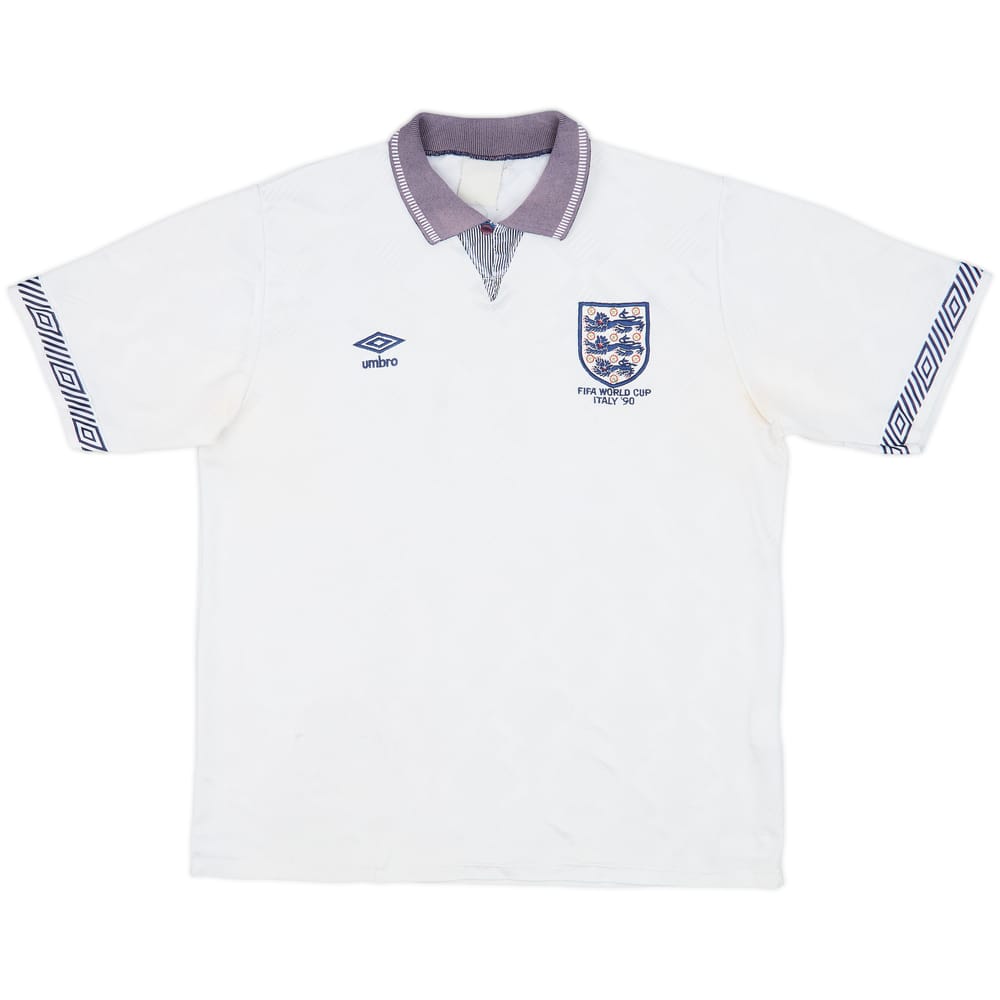 1990-92 England 'World Cup' Home Shirt - 7/10 - (L)