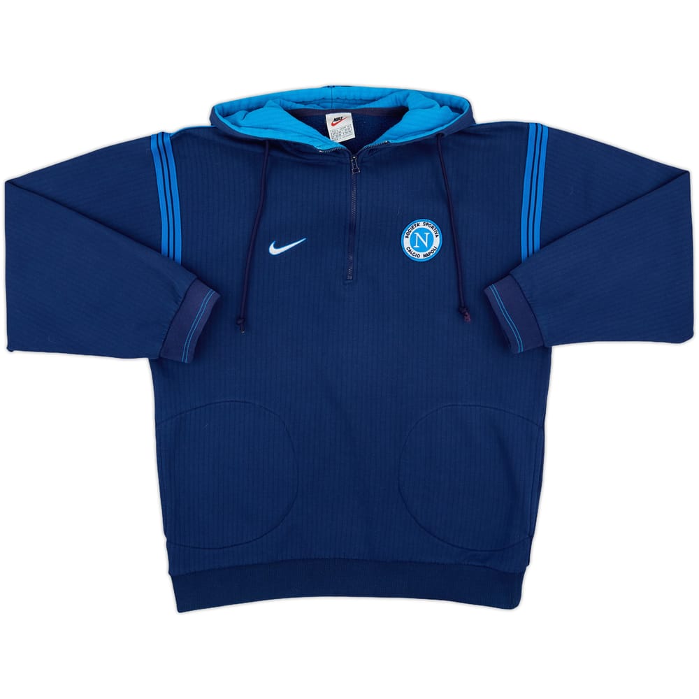 1997-98 Napoli Nike 1/4 Zip Hooded Sweat Top - 8/10 - (L)
