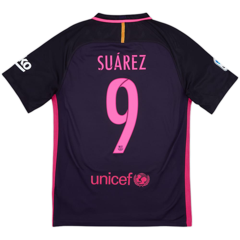 2016-17 Barcelona Away Shirt Suarez #9 - 10/10 - (S)