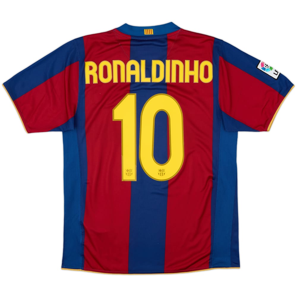 2007-08 Barcelona Home Shirt Ronaldinho #10 - 8/10 - (M)