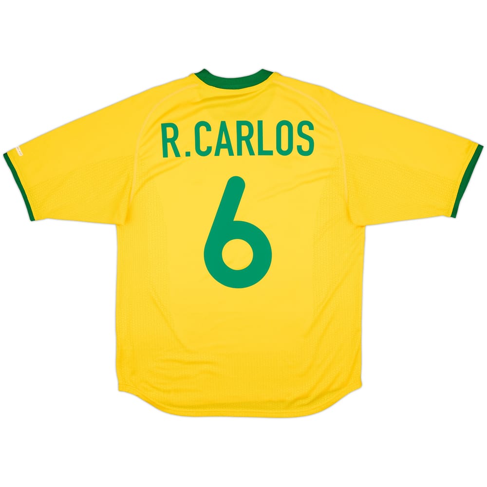 2000-02 Brazil Home Shirt R.Carlos #6 - 9/10 - (M)