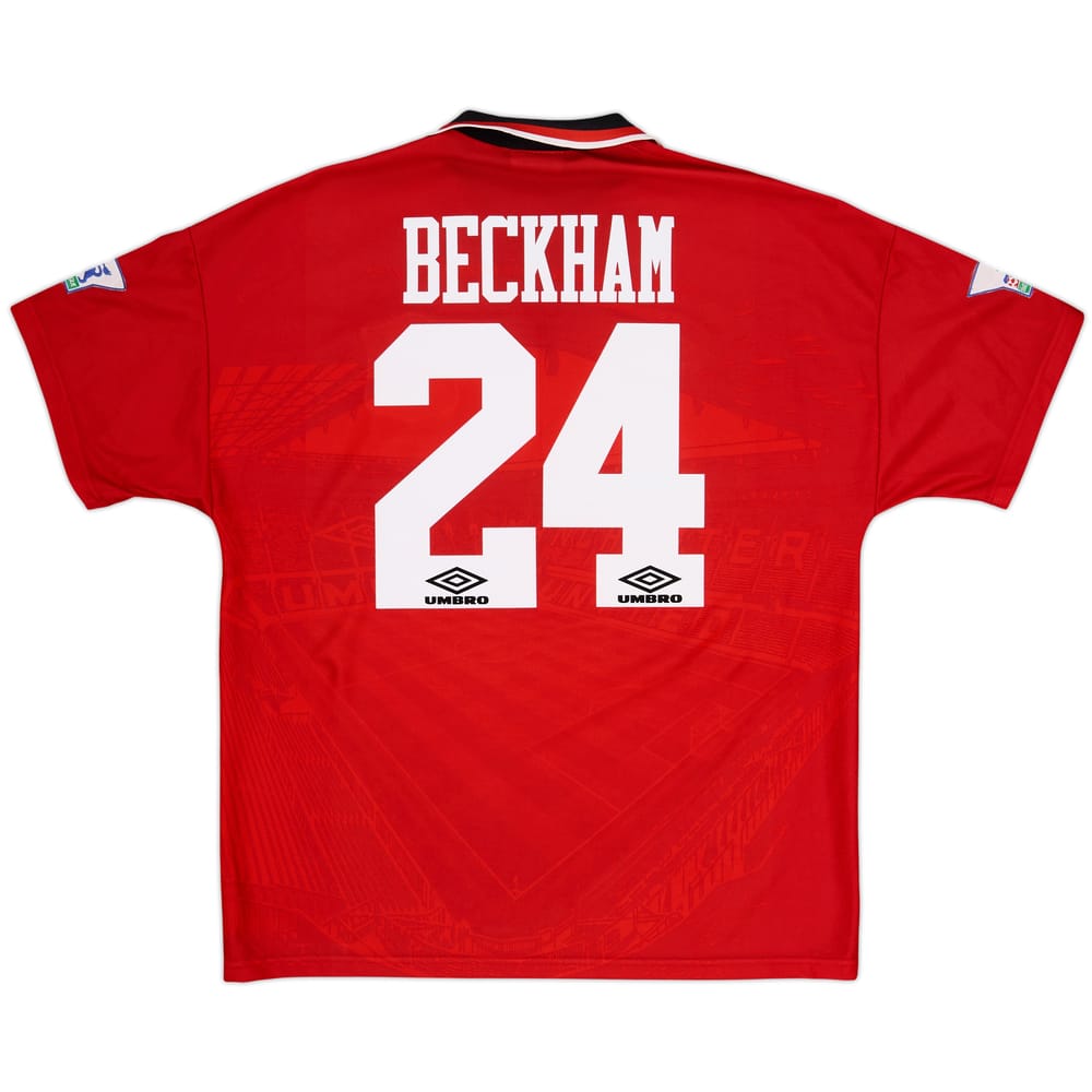 1994-96 Manchester United Home Shirt Beckham #24 - 8/10 - (L)