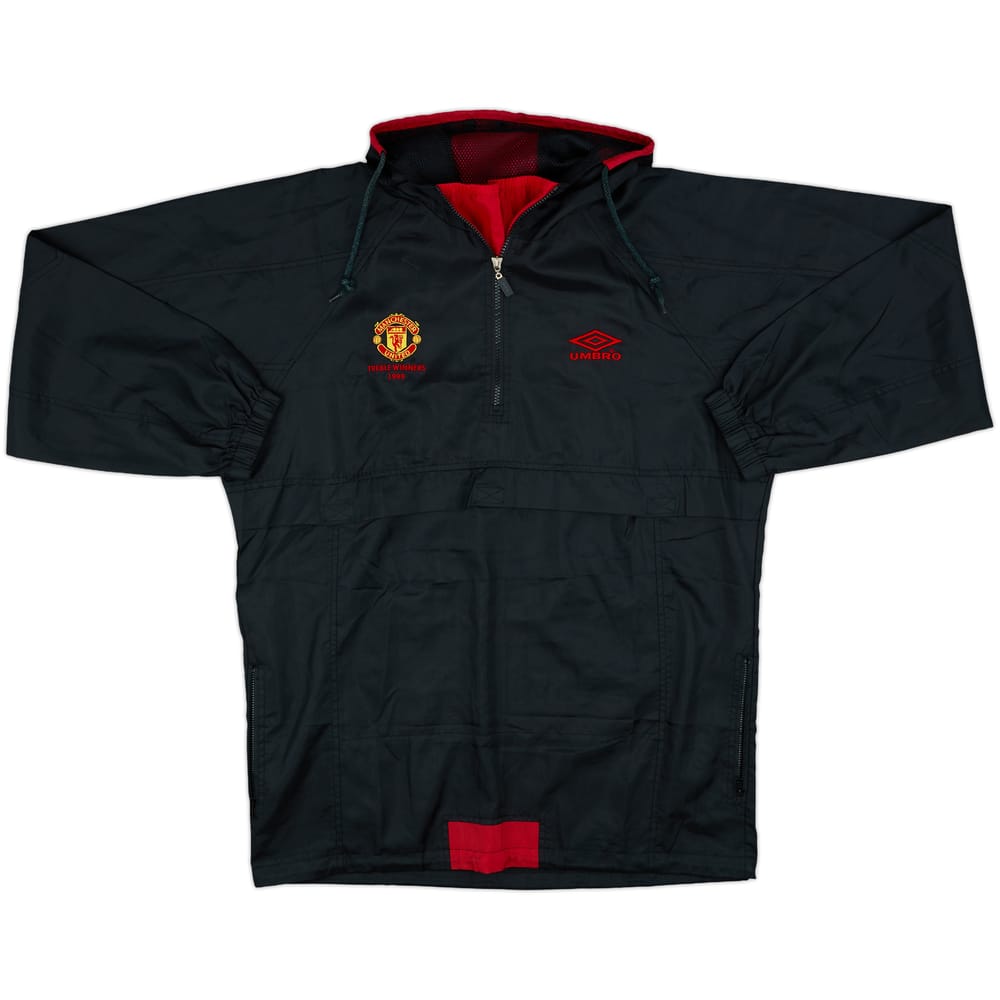 1999-00 Manchester United Umbro Hooded 1/4 Zip Rain Jacket - 8/10 - (L)