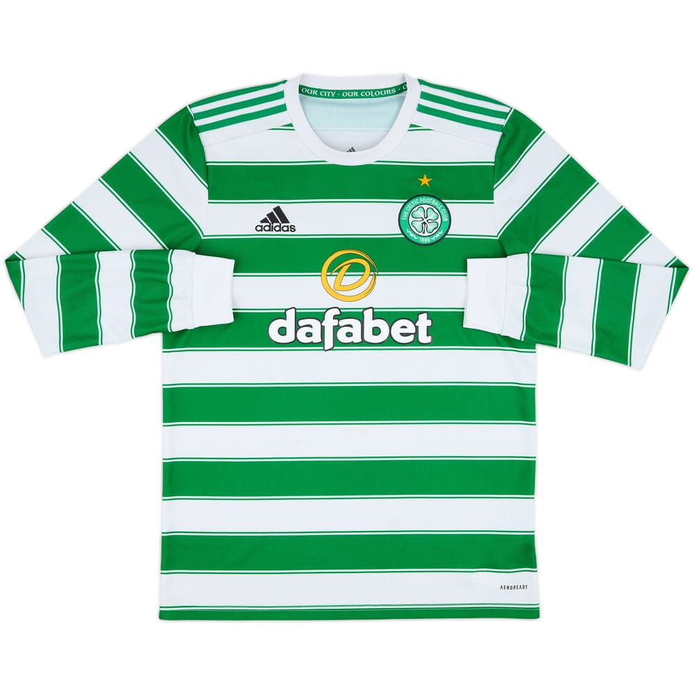 2021-22 Celtic Home L/S Shirt - 7/10 - (M)