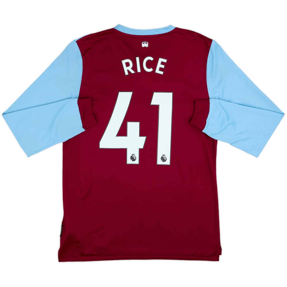 2019-20 West Ham Home L/S Shirt Rice #41 - 8/10 - (M)