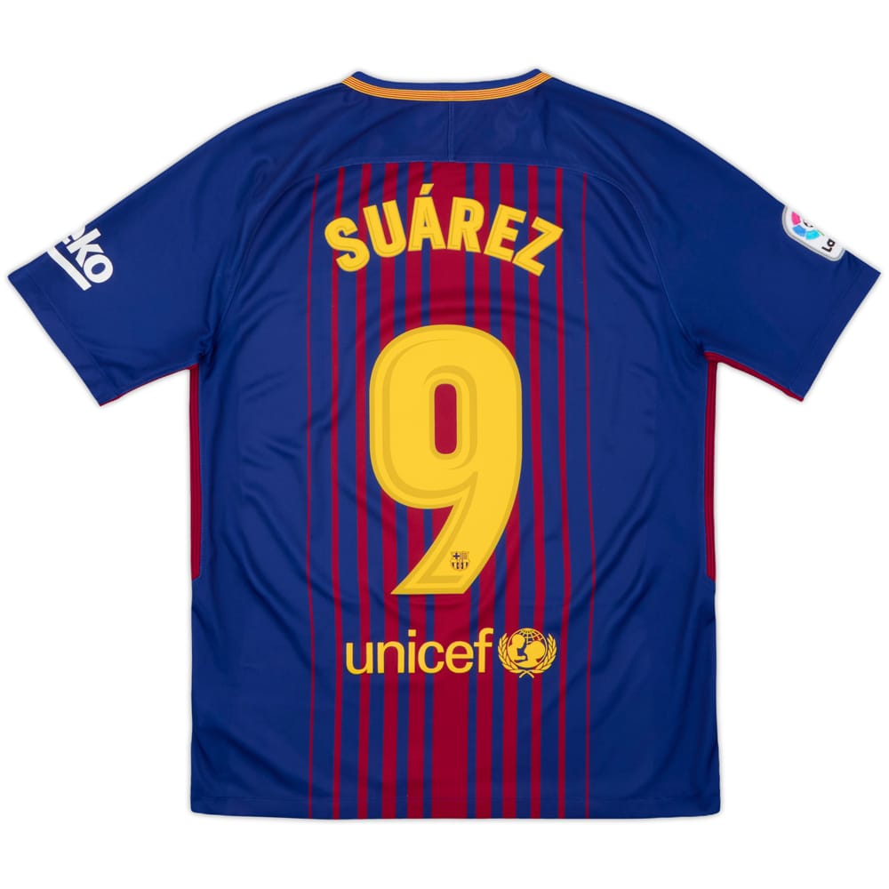 2017-18 Barcelona Home Shirt Suarez #9 - 9/10 - (M)