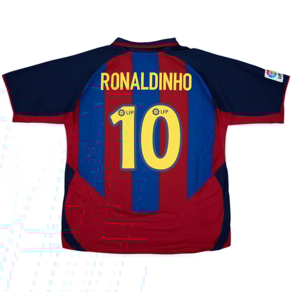 2003-04 Barcelona Home Shirt Ronaldinho #10 - 8/10 - (XXL)
