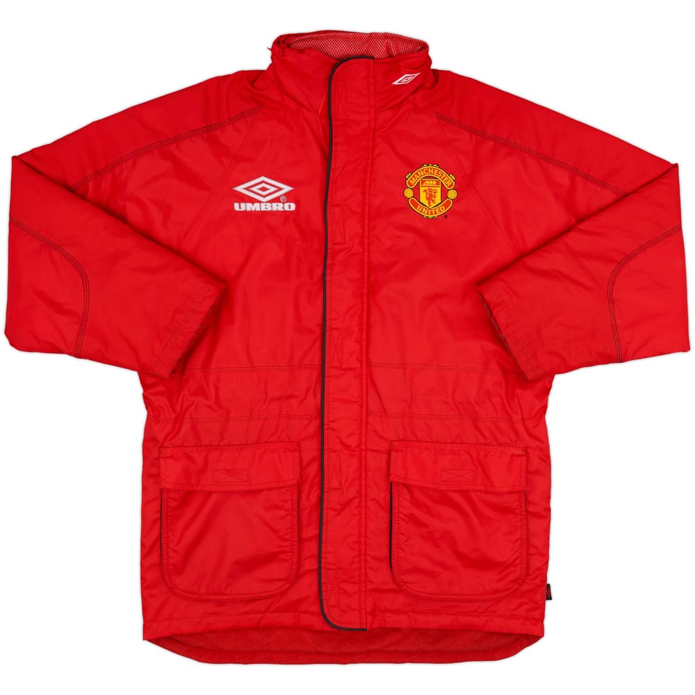 1998-99 Manchester United Umbro Hooded Padded Bench Coat - 8/10 - (Y)