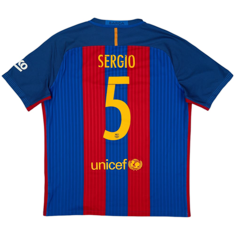2016-17 Barcelona Authentic Home Shirt Sergio #5 - 6/10 - (XL)