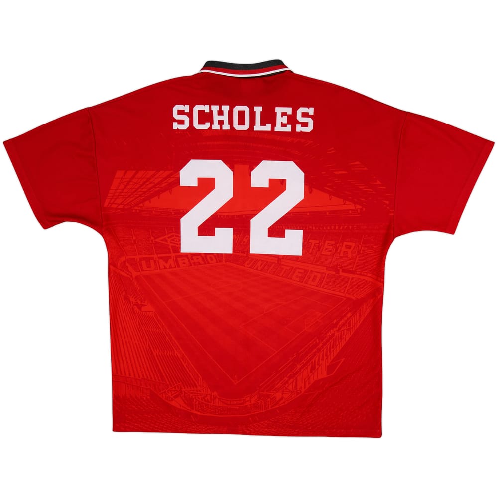 1994-96 Manchester United Home Shirt Scholes #22 - 8/10 - (XL)
