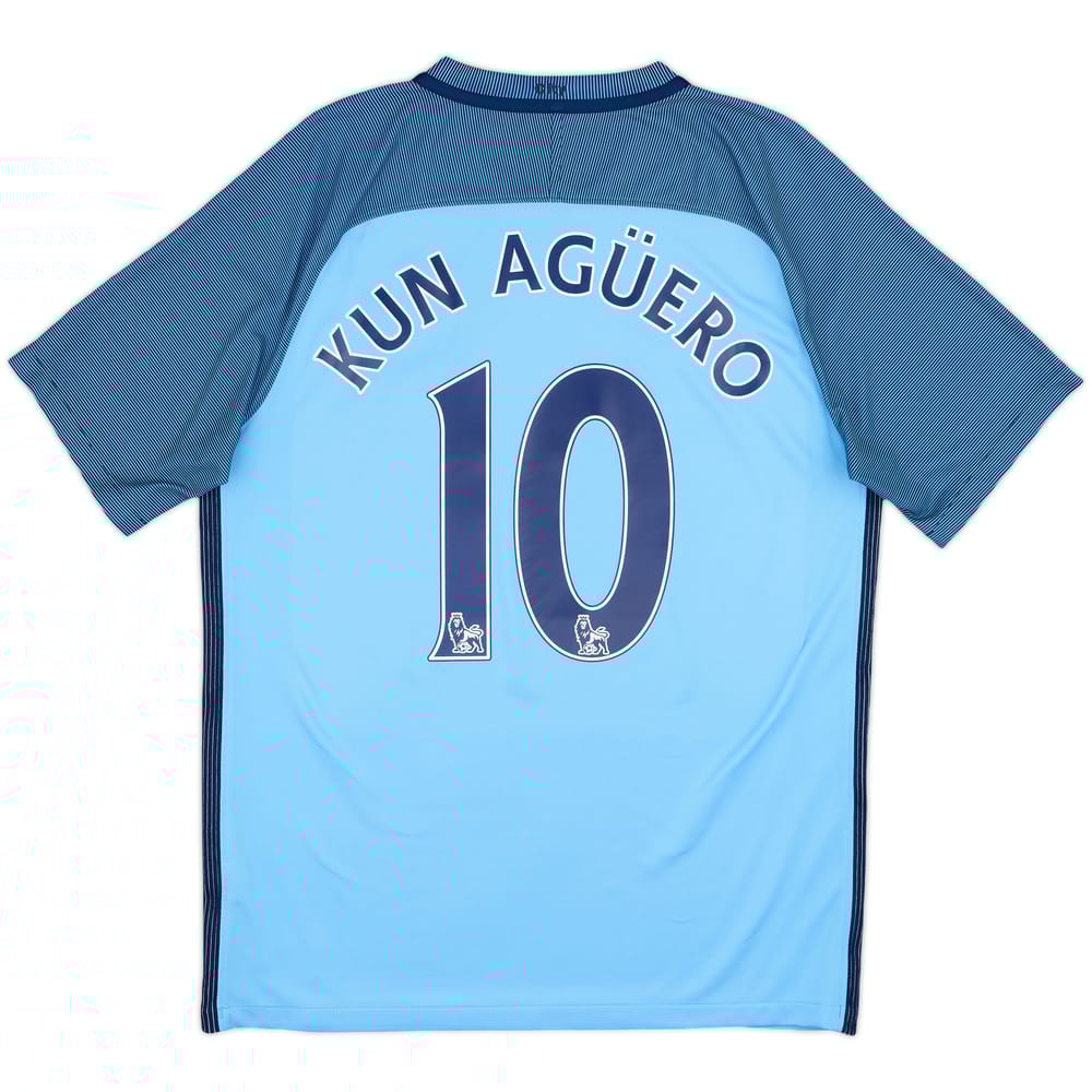 2016-17 Manchester City Home Shirt Kun Aguero #10 - 9/10 - (M)