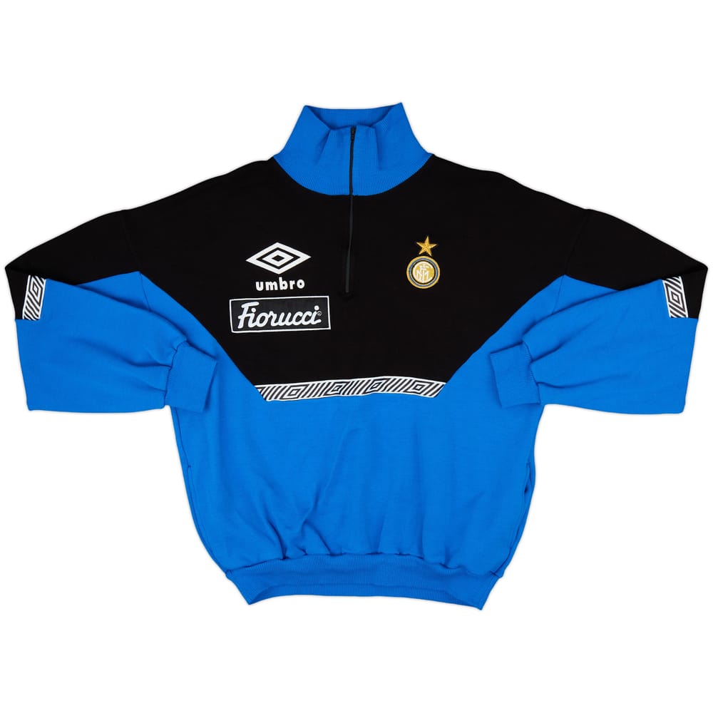 1991-92 Inter Milan Umbro 1/4 Zip Sweat Top - 8/10 - (XL)
