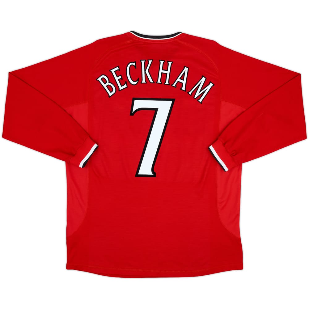 2000-02 Manchester United Home L/S Shirt Beckham #7 - 9/10 - (L)