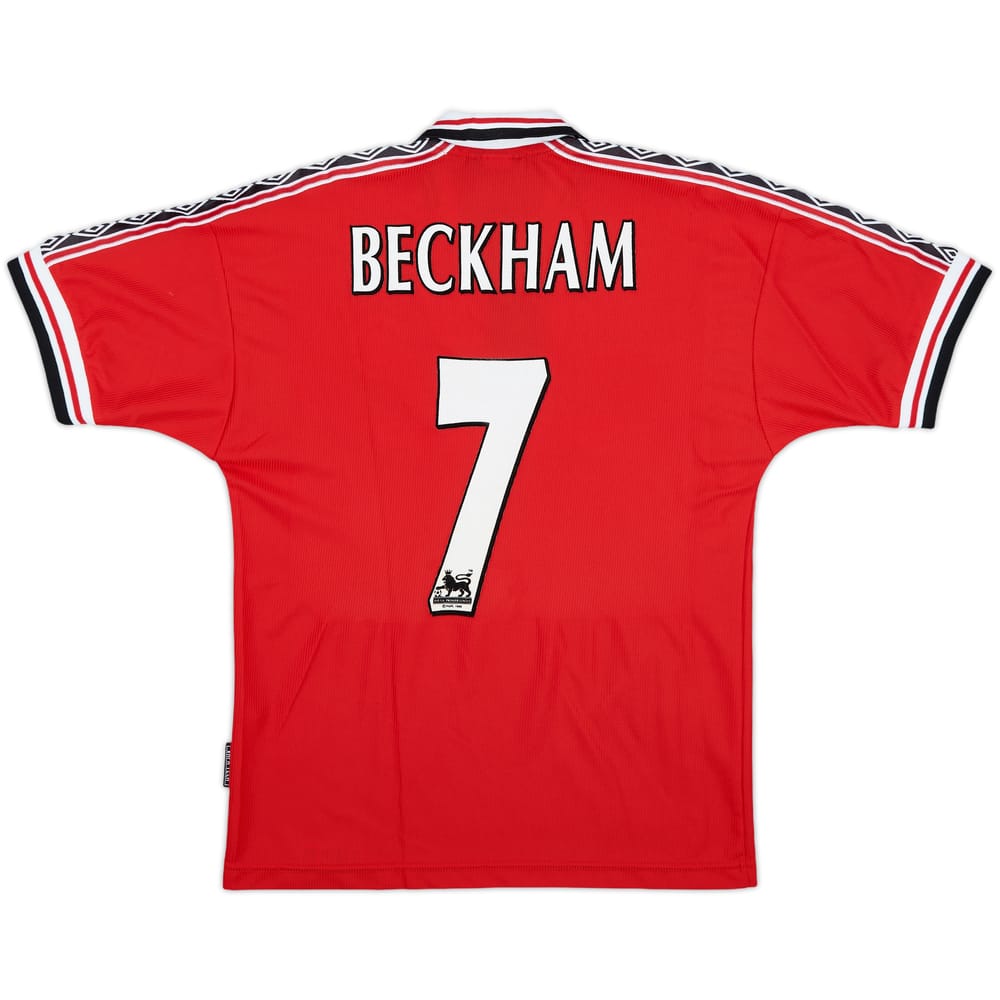 1998-00 Manchester United Home Shirt Beckham #7 - 8/10 - (L.Boys)