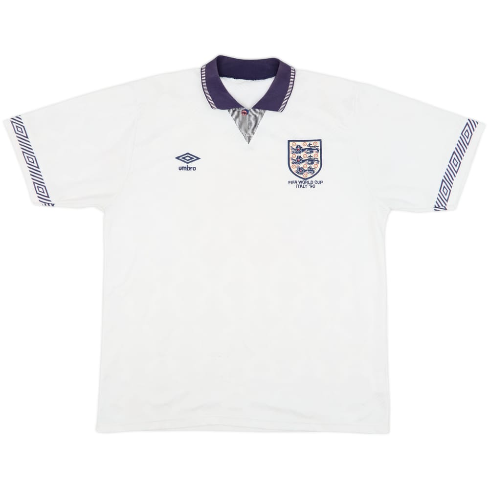 1990-92 England Home Shirt - 7/10 - (XL)