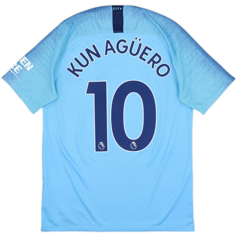 2018-19 Manchester City Home Shirt Kun Aguero #10 - 9/10 - (M)
