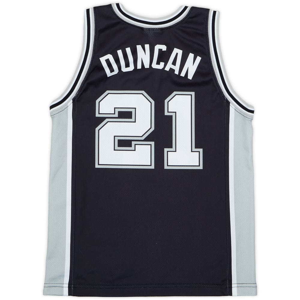 2002-10 San Antonio Spurs Duncan #21 Champion Away Jersey - 9/10 - (S.Boys)