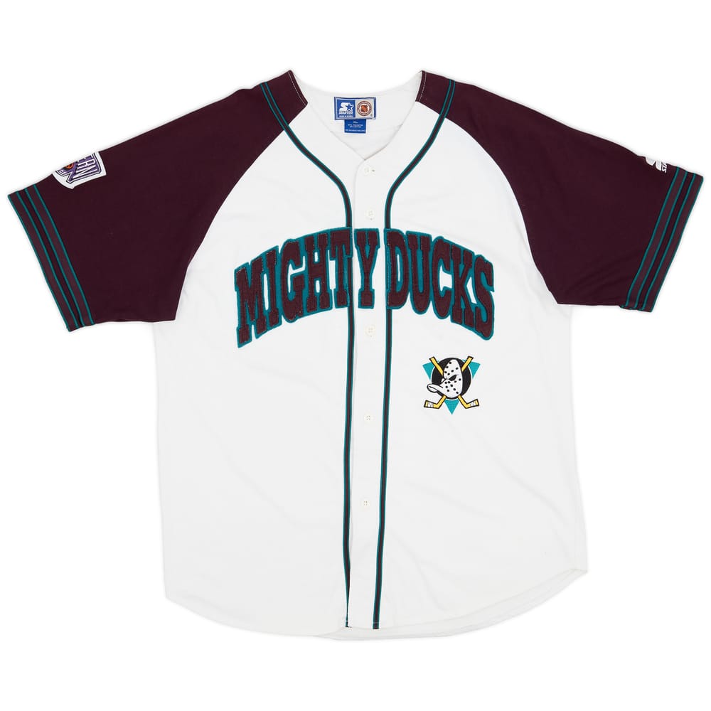 1993-99 Mighty Ducks of Anaheim Starter Baseball Jersey Tee - 6/10 - (XL)
